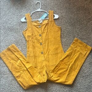Mustard Button-Front Romper
